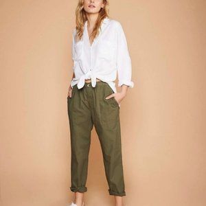 Lou & Grey Army Green Poplin Pants Elastic